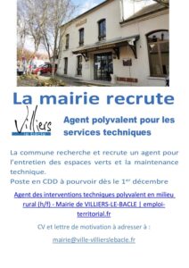 La mairie recrute - Villiers-le-Bâcle (91)